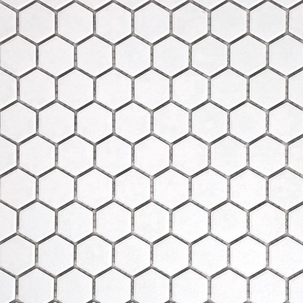 TDPW-UNSW1-410 Super White Porcelain 7/8 Inch Hexagon Unglazed Matte Finish 1x1 Mosaic Floor Wall Tile Shower
