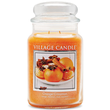 Orange Cinnamon Large Glass Apothecary Jar, Scented Candle, 21.25 oz., Orange