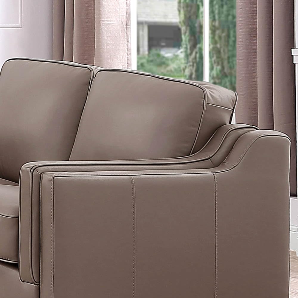 Bella Top Grain Leather Sofa Couch, 84", Taupe