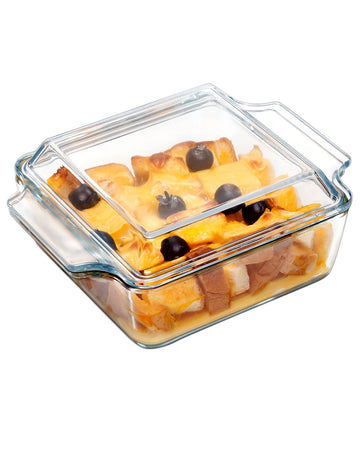 6x6 Inches Square Glass Casserole Dish With Glass Lid - Microwave Safe Bakeware for Cooking