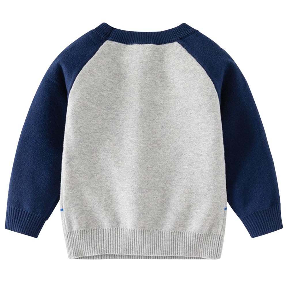 Toddler Baby Boy Knit Sweater Pullover Cotton Car Sweatshirt (Grey Car(2 Layer Thicknes), )
