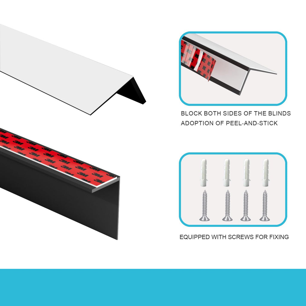 Light Gap Blockers for Window Shades and Blinds, Blackout Light Blocking Strips to Reduce Side Light Leakage, L Shape