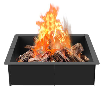32" Square Fire Pit Ring Insert Heavy-Duty Steel DIY Camping