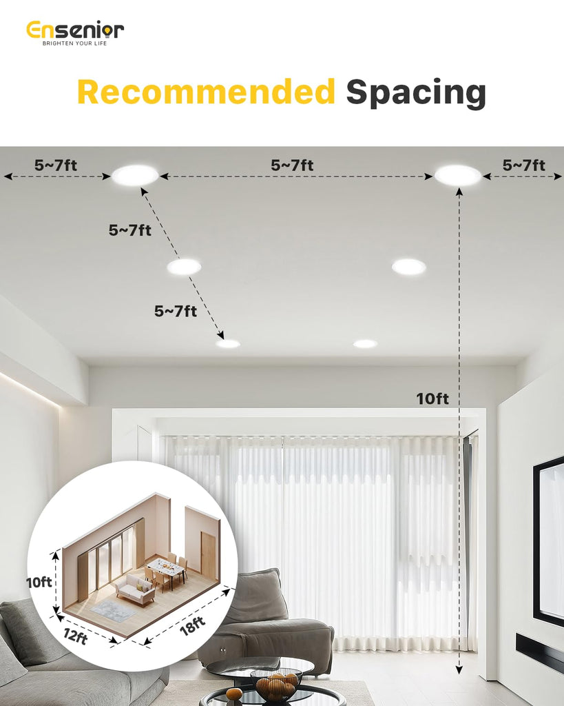 20 Pack 6 Inch LED Recessed Light, 5CCT Dimmable Canless Wafer