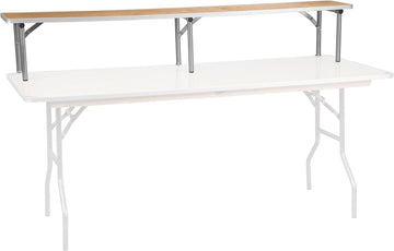 6 Foot (72" x 12") Birchwood Bar Top Buffet Riser with Silver Folding Legs