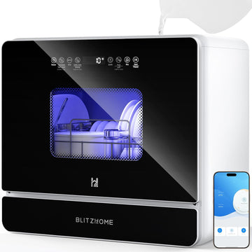 WiFi Countertop Portable Mini Dishwasher, Smart 9 Programs,167℉ High-Temp, Hot Air Drying, Air Refre
