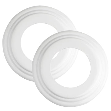Off-White Paintable Plastic Medallion Goof Rings - Goof Ring & Cover Plate for 5" & 6" Cans, Small Ceiling Medallion