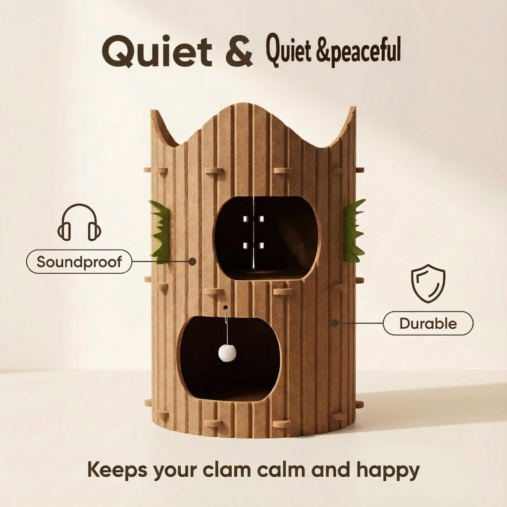 2-Tier Felt Cat House Thickened Felt Cat Cave House with Hanging Toy Ball, Enclosed Sleeping Nest for Cats, Indoor
