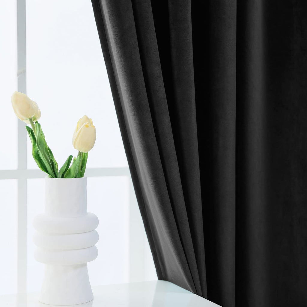 Velvet Curtains [2 Panels] Elegant Living Room Bedroom Window Drape Curtain, Grommet Eyelet Style (52" W x 95" L