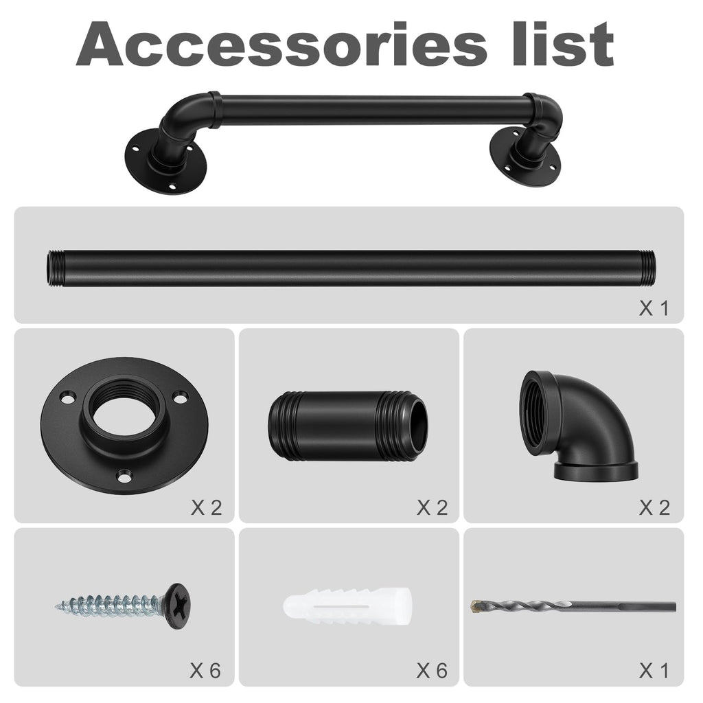Staircase Handrails, Wall Hand Railing, Black, 2FT