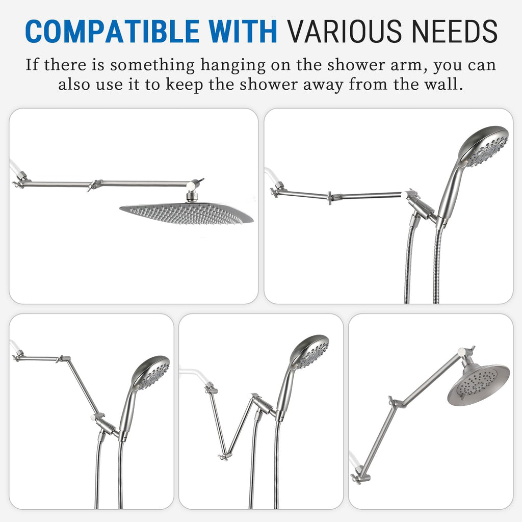18 Inch Solid Brass Shower Head Extension Arm (Brushed Nickel)