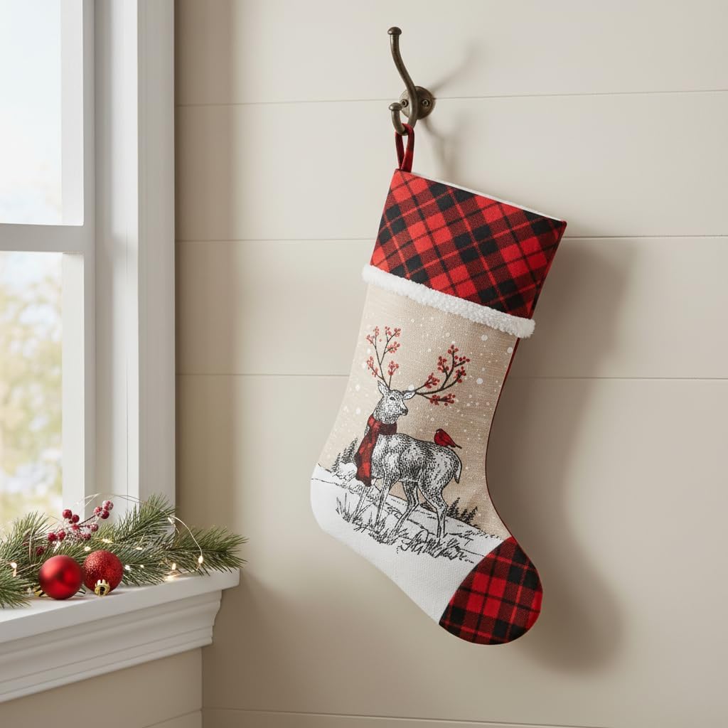 20 Inch Reindeer Christmas Stocking, Deer Stocking