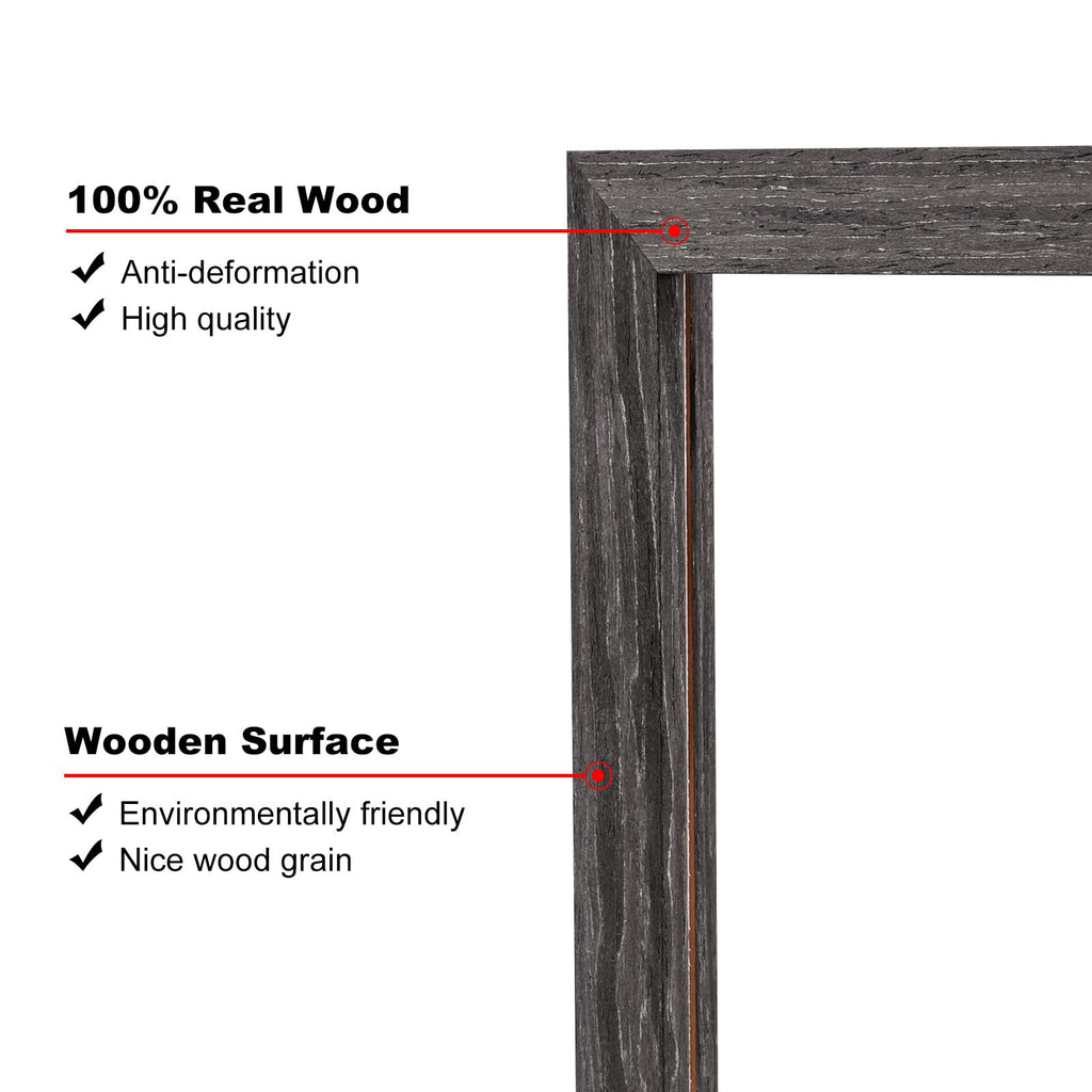 5x7 Picture Frame Ash Black, Solid Wood Frames with Acrylic Plexiglass for 3.5x5/4x6 with Mat or 5x7 without Mat