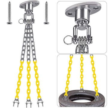 Tire Swing Chains Kit 360° Rotation Heavy Duty Swing Hanger with Coated Chains and Hooks for Tire Swings Hardware