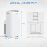 14,000BTU (9,600 BTU SACC) Smart WiFi Portable Air Conditioner with Heater, Powerful Cooling Auto Swing, Dehumidifier