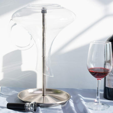 Wine Decanter Drying Stand with Silicone Head to Prevent Scratches-Detachable Shelf Decanter Rack Holder with Drip