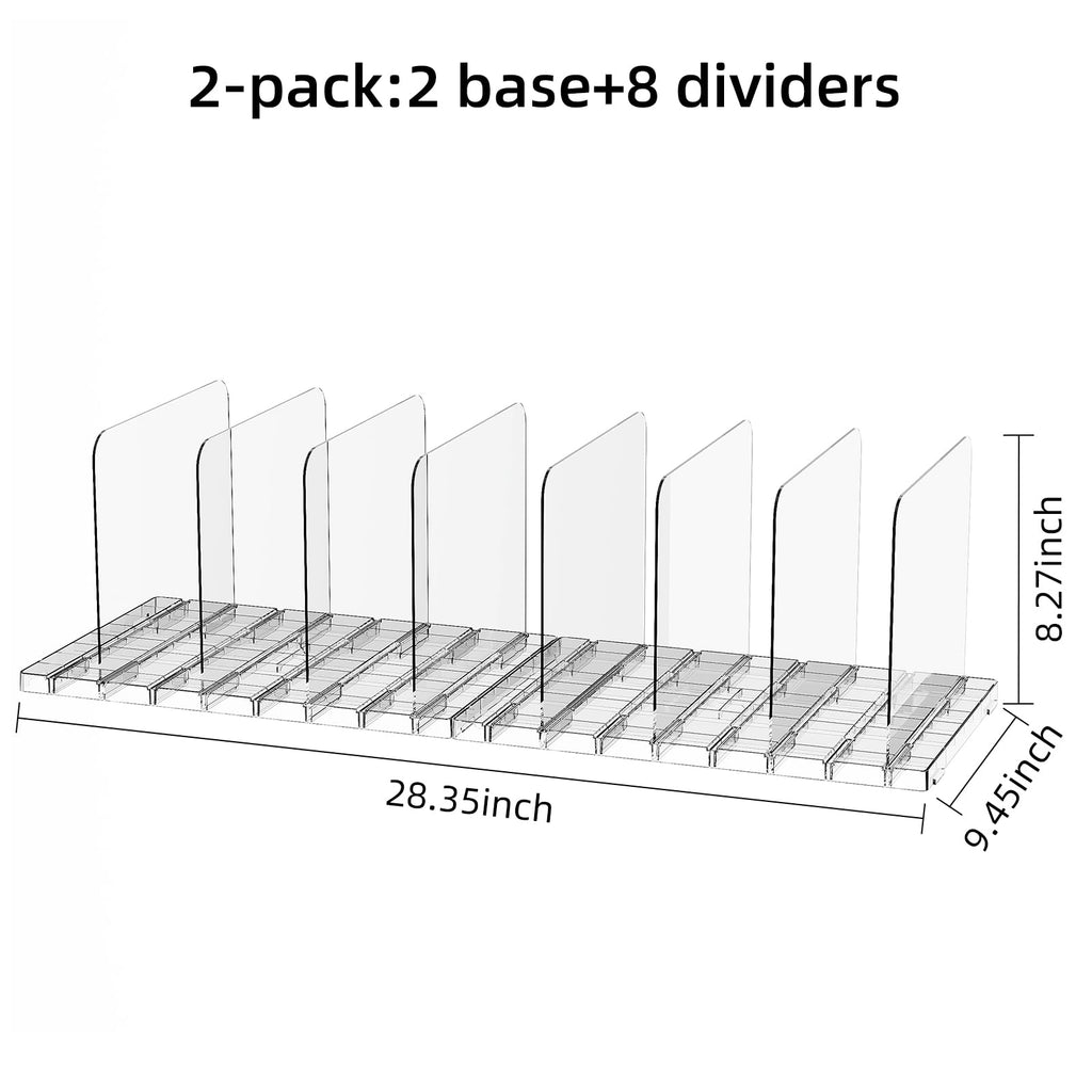 Stackable Purse Organizer for Closet, Adjustable Closet Purse Organizer, Clear Acrylic Shelf Dividers, Detachable