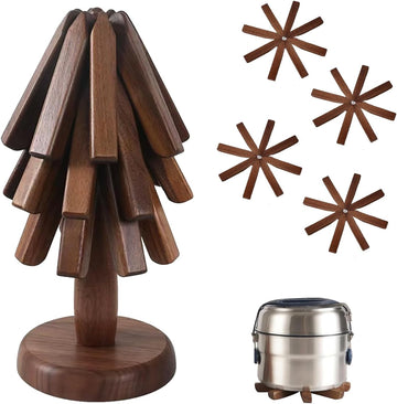 Wooden Tree Coasters, Trivets for Hot Dishes, Wooden Tree Trivet Set - Set of 3
