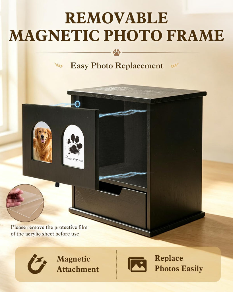 Large Pet Urns for Dog or Cat Ashes with Photo Frame Memorial Keepsake Box