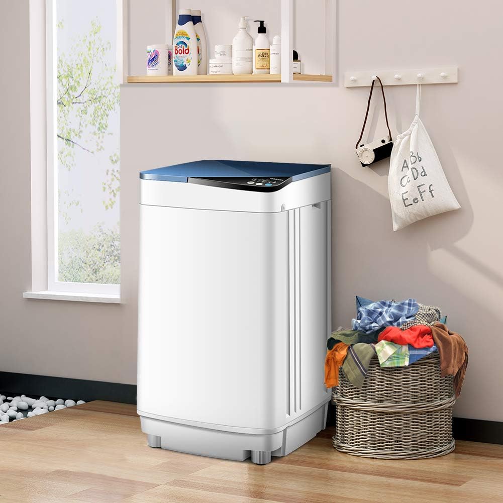Portable Washing Machines, 7.7 lbs Load Capacity Portable Washer and Dryer Combo with Built-in Barrel Light & LED