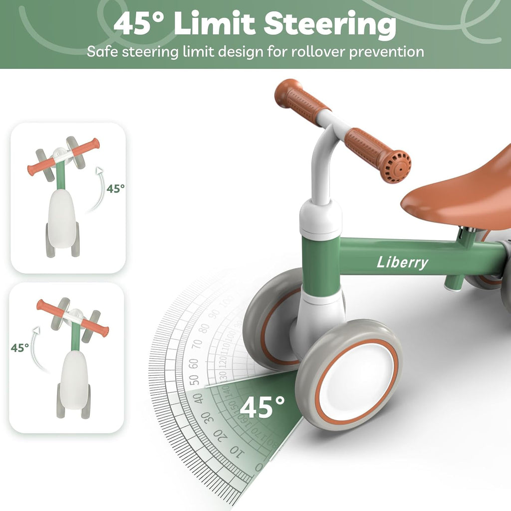 Baby Balance Bike Ride Toy for 1 2 Years Old Adjustable Seat, Green