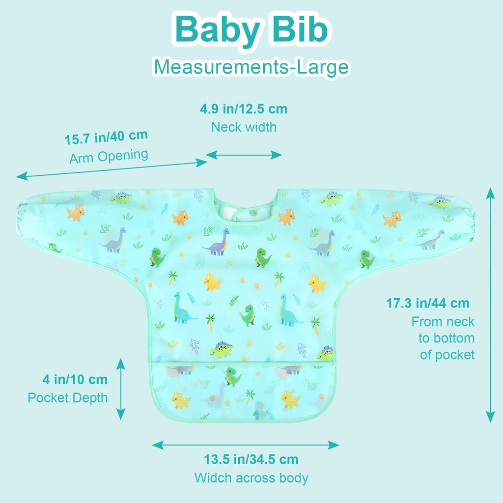 5 Pack Long Sleeve Bibs, Baby Smock Waterproof Sleeved Bib Smock for Baby Toddler 6-24 Months