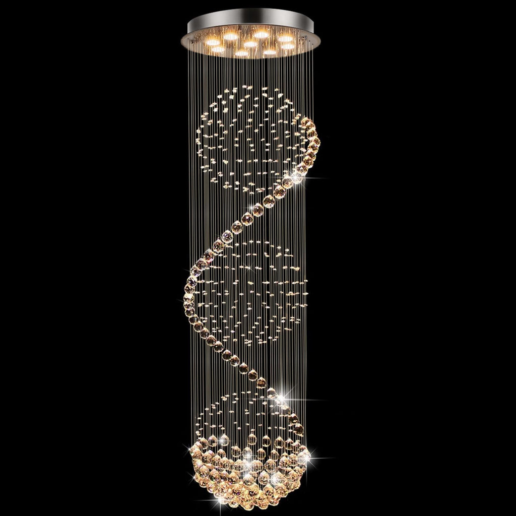 Modern Spectacular Spiral Sphere Rain Drop Chandeliers, k9 Crystal Chandeliers Ceiling Light Fixture for Hallway, Foyer Staircase Light for High Ceilings, Romantic Deco Lamp 20" X 71" A100-B011IGTPHS