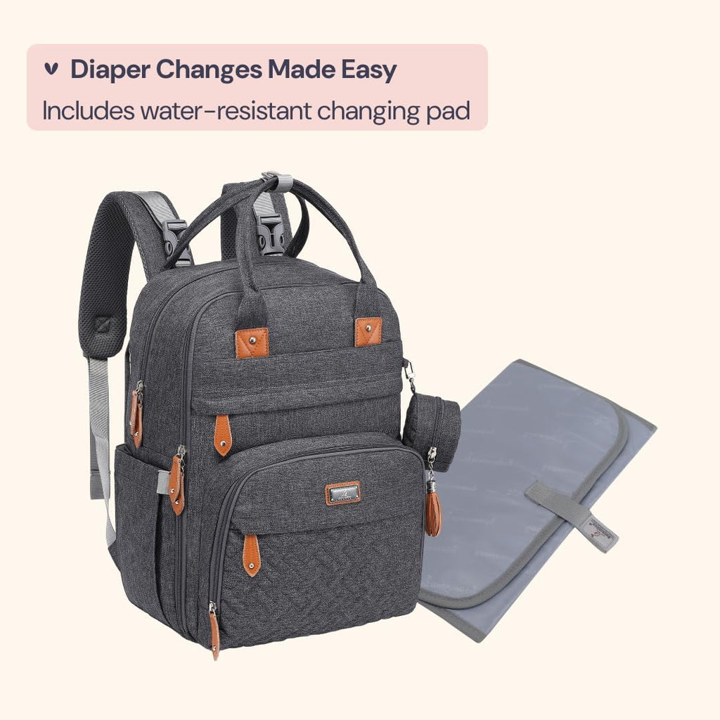 Diaper Bag Backpack - Baby Essentials Travel Tote - Multi Function Water Resistant Diaper Bag, Travel Essentials Baby