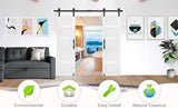 18 in x 84 in Double Glass MDF Barn Doors with 6.6FT Hardware Kit, 5 Tempered Frosted Glass, Slab In