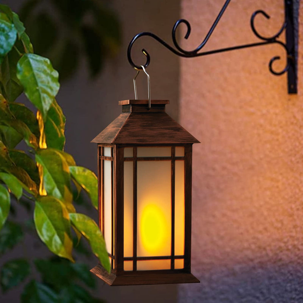13 Inch Outdoor Decorative Lanterns with LED Candle Timer 2 Pack Brown