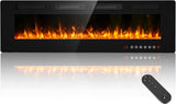 60" Ultra Thin Electric Fireplace Insert-ETL Certified, Recessed/Wall Mount, 3D Flame with Crystal