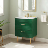 24-Inch Bathroom Vanity with Sink – Freestanding Cabinet, Modern Design, Green Finish