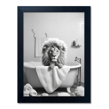 Black and White Lion Canvas Wall Art Bathroom Pictures Paintings for Wall Decor Funny Bathroom Wall Art Framed Animal
