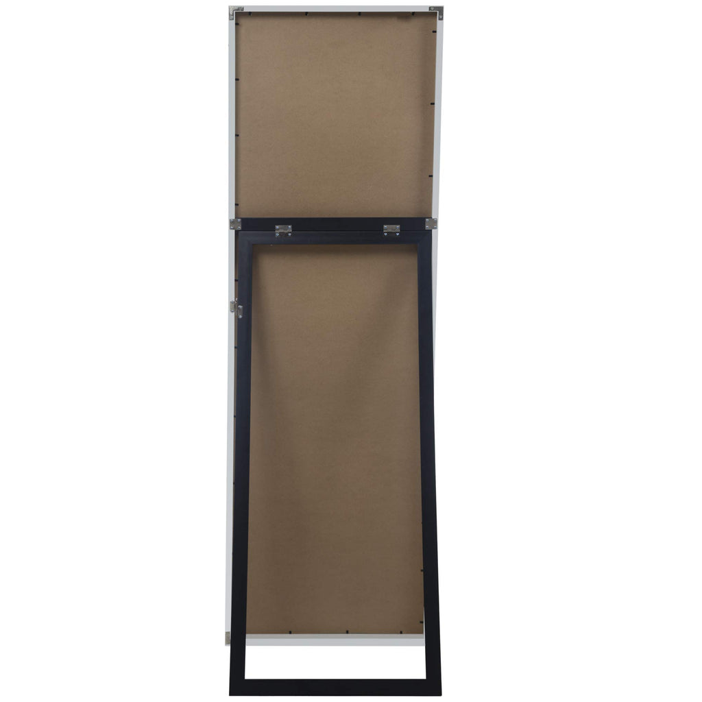Everly Hart Collection 58" L x 17.5"W Framed Free Standing Full Length Mirror with Easel, White