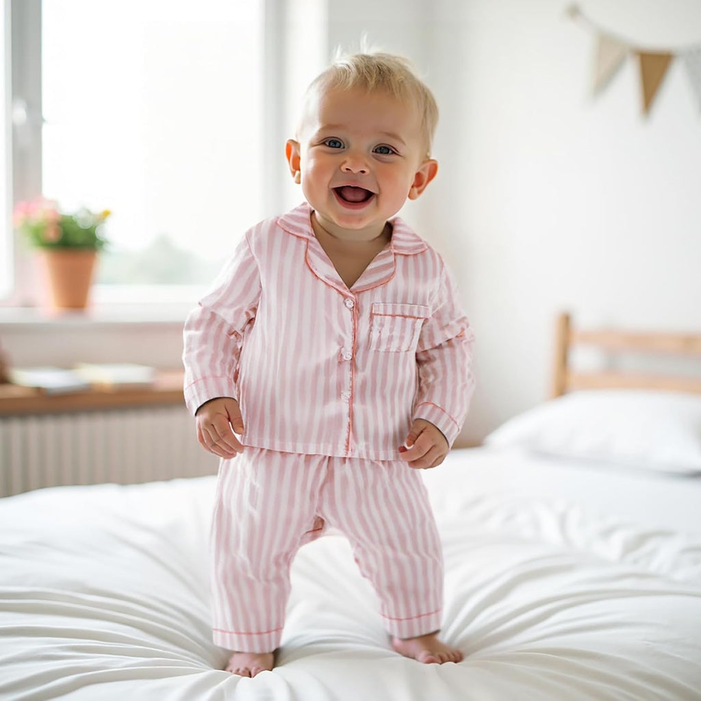 Kids Baby Toddler Girls Satin Silk Pajamas Set Long Sleeve Button Down Shirts Tops Pants Fall Pjs Lounge Sleepwear