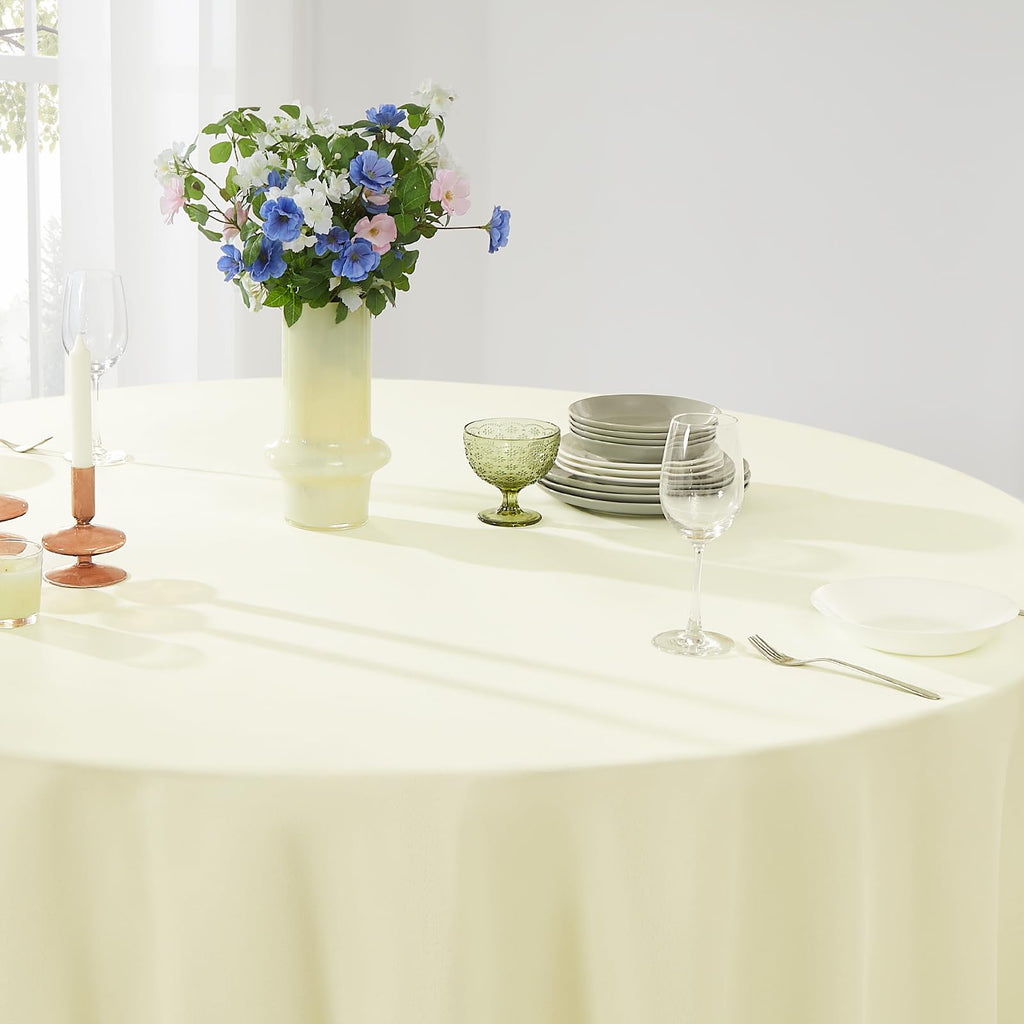 10 Pack Ivory Round Tablecloths 120 Inch for Dining Tables