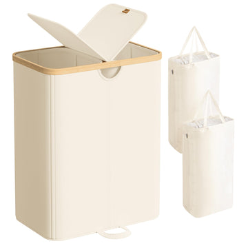 Laundry Hamper with 2 Lids, 150L Laundry Basket, 2 Compartments