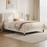 Queen Bed Frame Upholstered Platform Bed with Fabric Headboard