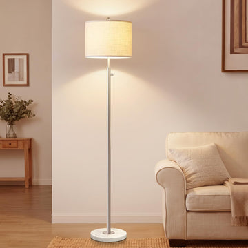Dimmable Floor Lamp, 11W LED Bulb Included, Modern Standing Lamp with Marble Base, Tall Pole Light