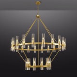 2 Tier Gold Wagon Wheel Chandelier, 60 Inch Farmhouse Chandelier with Glass Tube, 30-Light Large Round Chandeliers for Dining Room, Living Room, Bedroom and Entryway A115-B0F29HZQY8