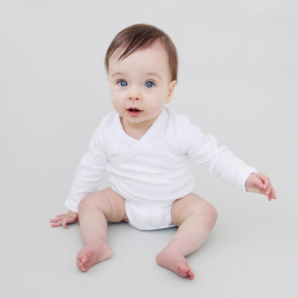 Baby Side Snap Kimono Bodysuit Set, Mitten Cuffs, 100% Cotton, Boy Girl, 4 Pack