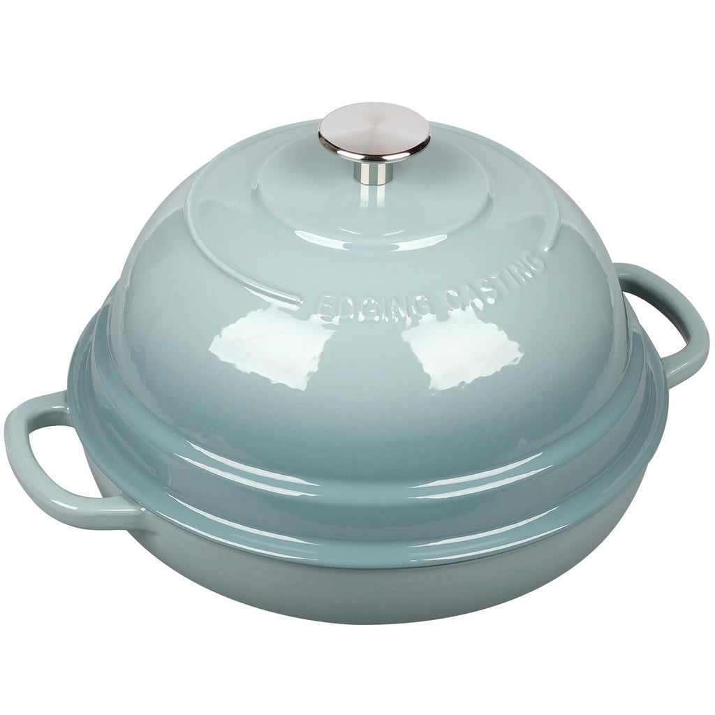 Enameled Cast Iron Dutch Oven Pot with Lid, Round Bread Oven made Sourdough Bread Baking, 6 Quart, Seasalt