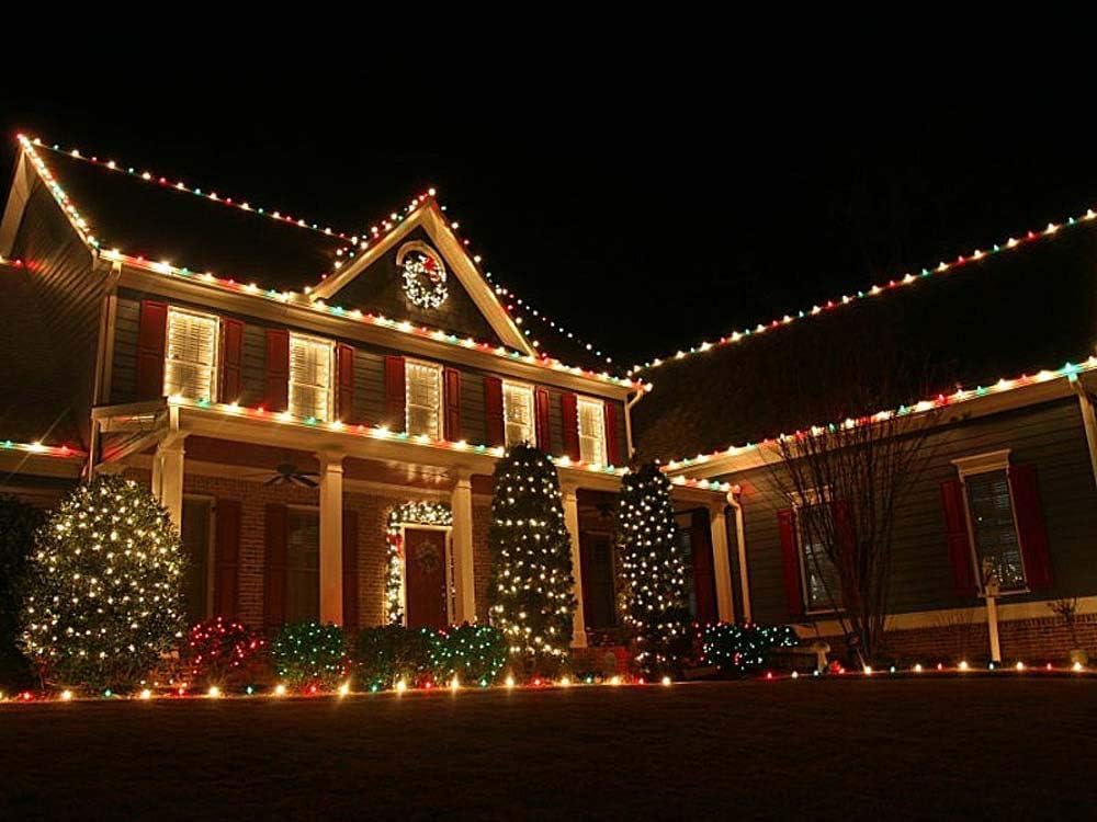 25 Foot C9 Multi Ceramic Christmas String Light Set, Opaque Bulbs