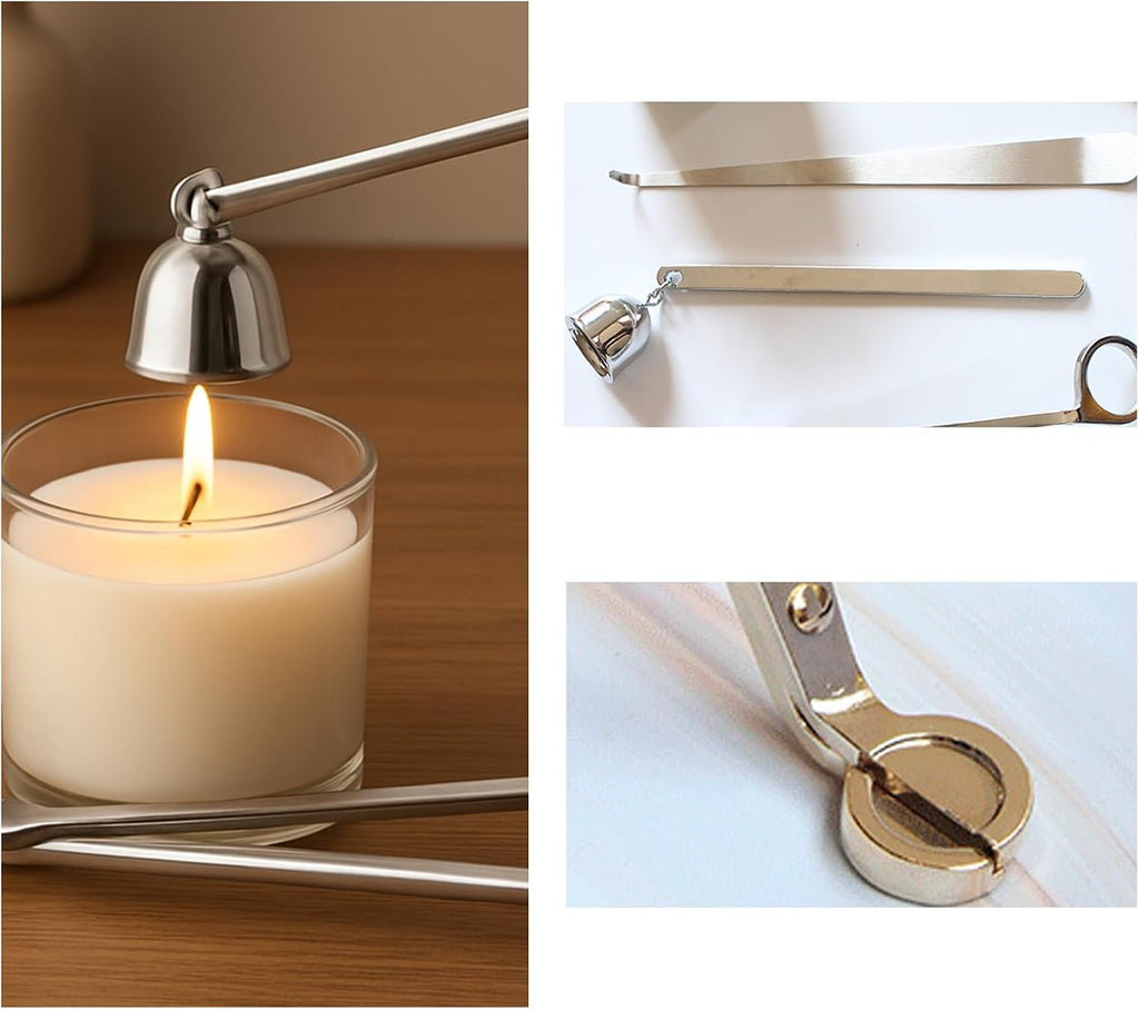 3 in 1 Candle Accessory Set, Candle Wick Trimmer Cutter, Snuffer, Dipper, Wick Care Kit with Trimmer, Dipper