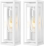 15" Large Outdoor Wall Lights, 2 Pack White Outdoor Light Fixtures, Modern Waterproof Exterior Lighting Sconces with Clear Glass Shade for Front Door, Porch, Garage A123-B0D9VSZHT5
