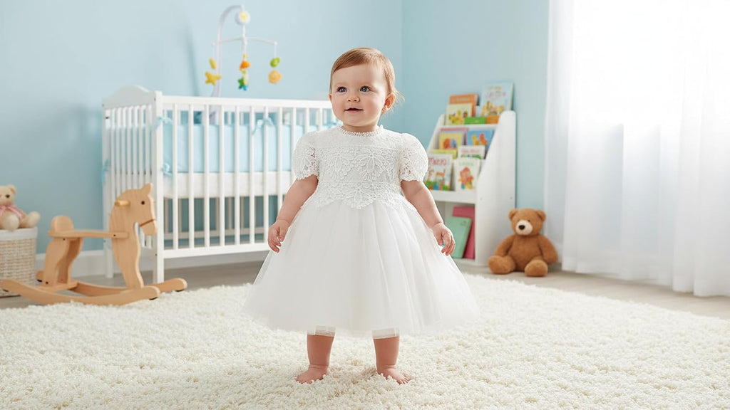Infant Baby Girl Baptism Lace Dress for Christening Wedding Pageant
