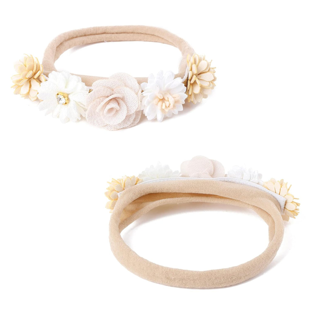 3pcs Baby Girl Headbands Flowers, Super Soft & Stretchy Nylon Floral Hairbands for Toddler