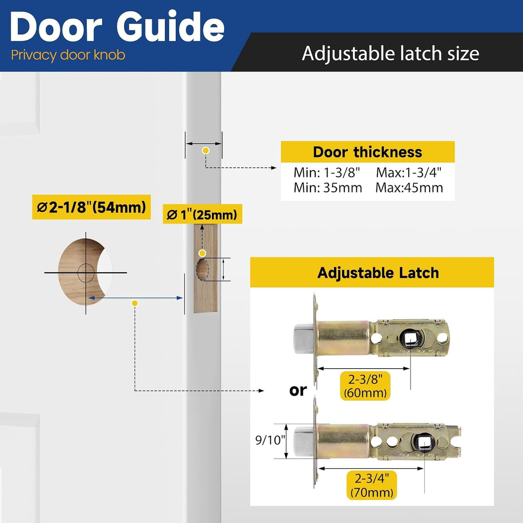 6 Pack Privacy Door Knob, Keyless Interior Door Knobs with Lock, Satin Nickel Door Knob