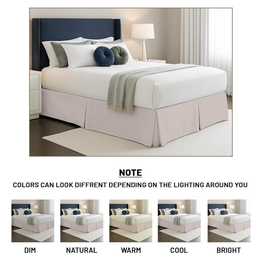 10 inch Drop Bed Skirt Full Size - Platform Style with Secure Fit, Classic Tailored Look, Elegant Pleated Style Dust