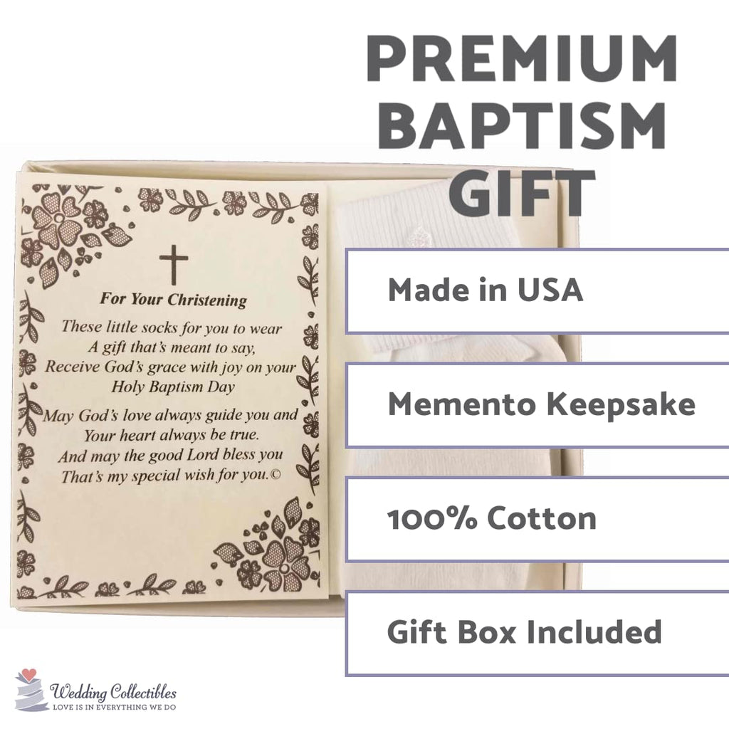 Dedication Keepsake Gift Poetry Baby Boy Socks with Embroidered Cross Design ( Age 1-2)